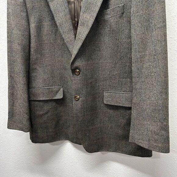 Lauren Ralph Lauren 100% Wool 2 Button Blazer Sport Coat Brown Plaid Size 44R - Picture 3 of 15